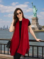 Load image into Gallery viewer, Women 's Sleeveless  Cardigan in Red