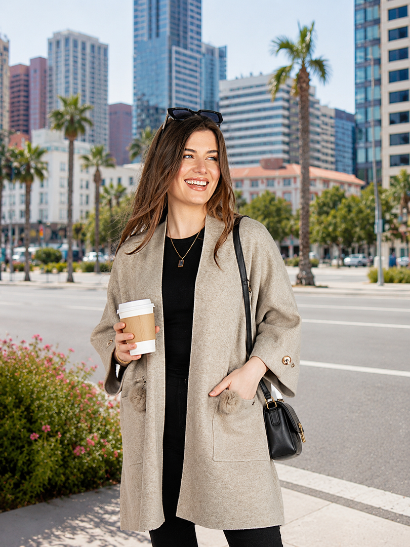 Poncho Cardigan in Fawn