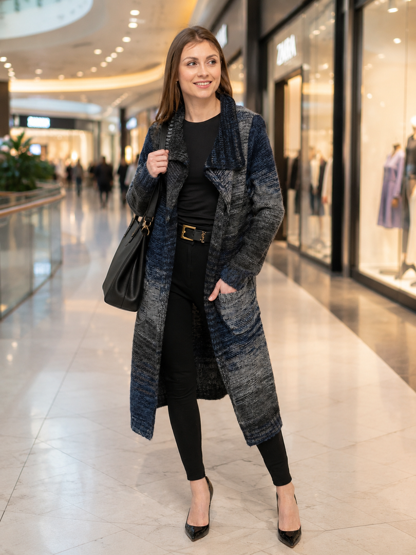 Multi Colors Cardigan Sweater in Navy