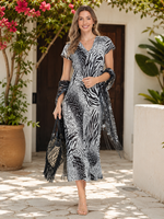 Load image into Gallery viewer, Sleeve Less Semi Long Animal Printed 2 in 1 Reversible Dress For Women