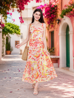 Load image into Gallery viewer, Scarlet Orange Floral Dress for Effortless Style