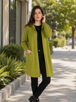 Load image into Gallery viewer, Women  Knitted Hoodie Cardigan  in Lime Green ,Open Front with Back Details