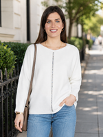 Load image into Gallery viewer, Women  Sweater  in White , Crew Neck