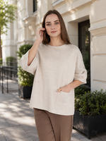 Load image into Gallery viewer, Women  Sweater in Cream , 3/4 Sleeves with Sparking Rhinestones and Pears