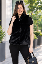 Load image into Gallery viewer, Reversible Faux Fur Vest in Black