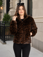 Load image into Gallery viewer, Reversible Faux Fur Coat in Brown Leopard print