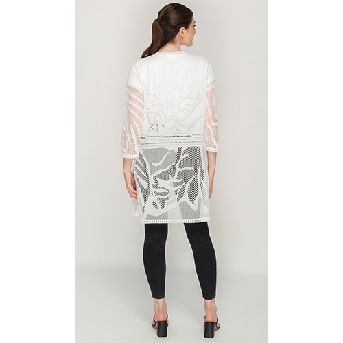 White Lace Mesh Long Sleeve Tunic For Womens