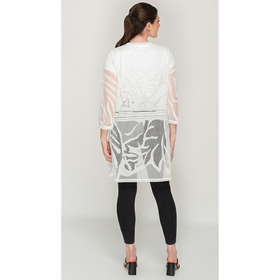 White Lace Mesh Long Sleeve Tunic For Womens