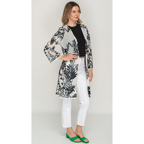 Chic Printed White And Black Tunic Dress For Women