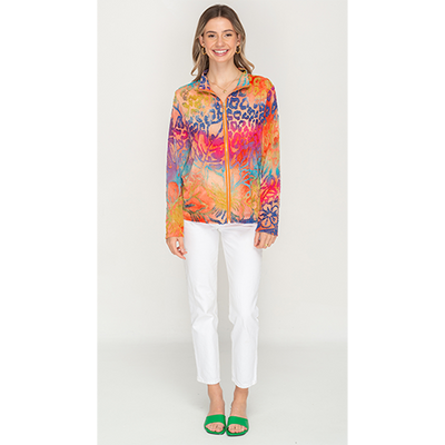 Printed, Multicolour Full Zip Zacket For Womens