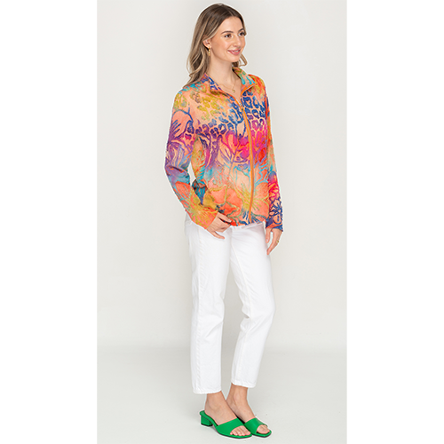 Printed, Multicolour Full Zip Zacket For Womens
