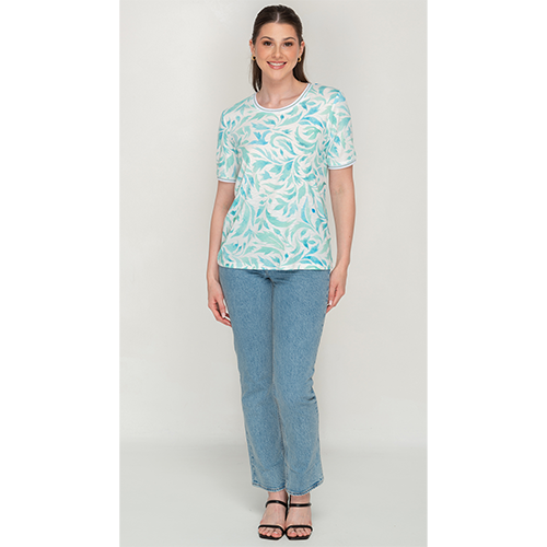 Short Sleeve White Floral T-shirt for Women