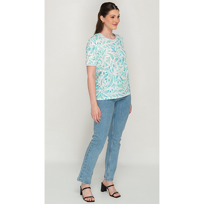 Short Sleeve White Floral T-shirt for Women