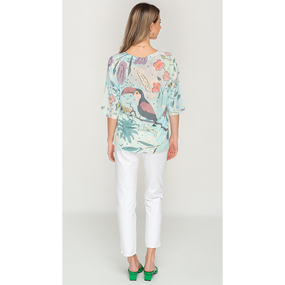 Colourful Printed Half Sleeve Casual Top For Womens