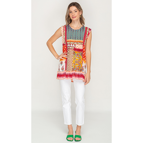 Sleeve Less Colorful Print Short Top Dress For Women