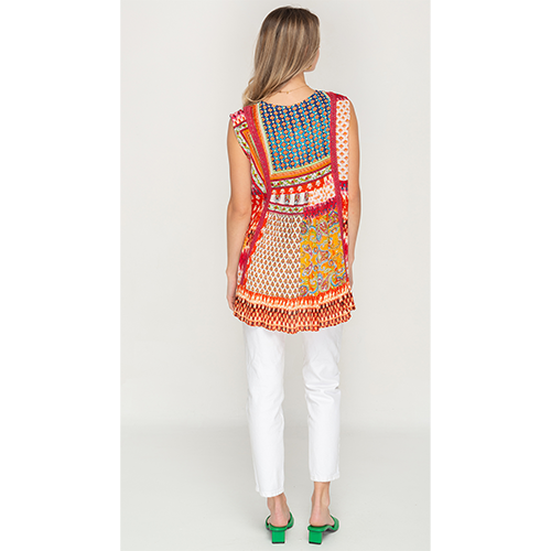 Sleeve Less Colorful Print Short Top Dress For Women