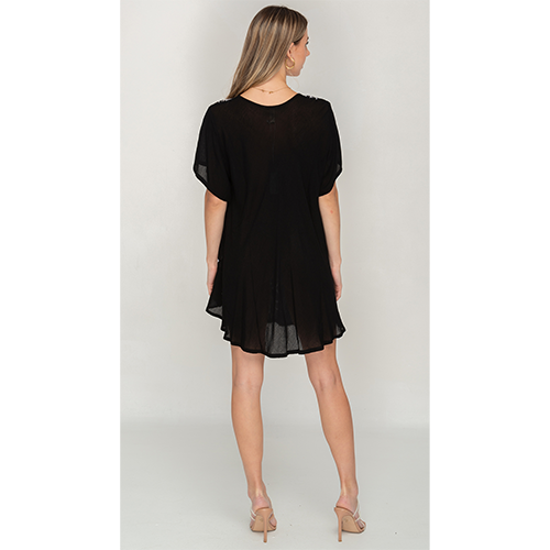 Women's Black Printed Summer-Friendly Umbrella Dress