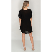 Women's Black Printed Summer-Friendly Umbrella Dress