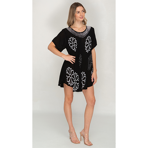 Women's Black Printed Summer-Friendly Umbrella Dress