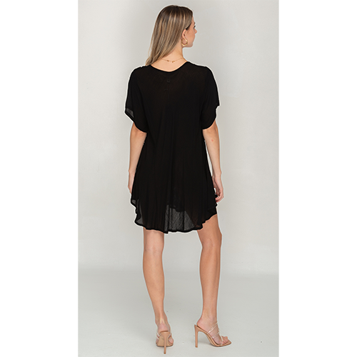 Trendy Short Sleeves Umbrella Cut Short Dress for Women
