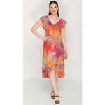 Load image into Gallery viewer, Multicolour, Flutter Sleeves, V Neck Dress For Womens - Nikky Apparels