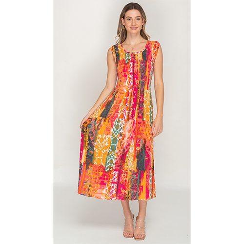 Sleeve Less Semi Long Multicolor Long Bobbin Dress Dress For Women