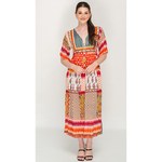 Load image into Gallery viewer, Half Sleeve Colorful Printed Tassel Tie Dress For Women