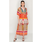 Load image into Gallery viewer, Half Sleeve Colorful Printed Tassel Tie Dress For Women