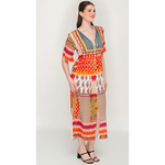 Load image into Gallery viewer, Half Sleeve Colorful Printed Tassel Tie Dress For Women