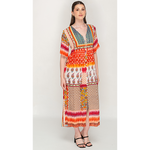 Load image into Gallery viewer, Half Sleeve Colorful Printed Tassel Tie Dress For Women