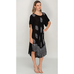 Load image into Gallery viewer, Short Sleeves Black Printed Umbrella Dress for Women