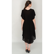 Black Printed Umbrella Dress with Short Sleeves for Women - Nikky Apparels