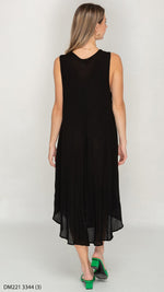 Load image into Gallery viewer, Sleeveless Black Printed Umbrella Dress for Women