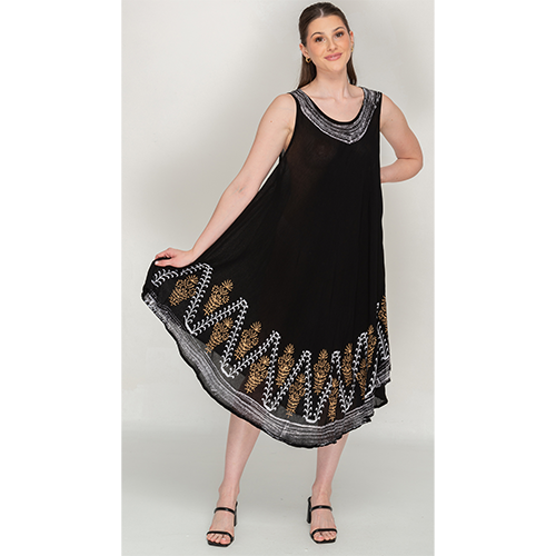 Trendy Black Printed Umbrella Dress