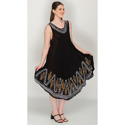 Trendy Black Printed Umbrella Dress