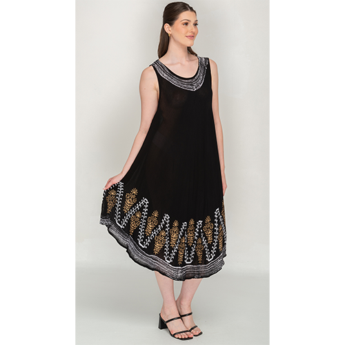 Trendy Black Printed Umbrella Dress
