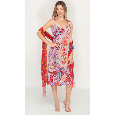 Sleeve Less Semi Long 2 in 1 Reversible Dress For Women