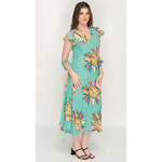 Load image into Gallery viewer, Sleeve Less Semi Long Green Floral Print 2 in 1 Reversible Dress For Women