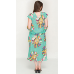 Load image into Gallery viewer, Sleeve Less Semi Long Green Floral Print 2 in 1 Reversible Dress For Women