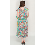Load image into Gallery viewer, Sleeve Less Semi Long Green Floral Print 2 in 1 Reversible Dress For Women