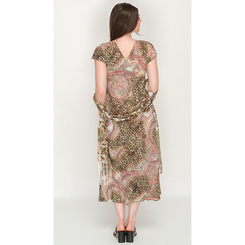 Sleeve Less Semi Long Printed 2 in 1 Reversible Dress For Women