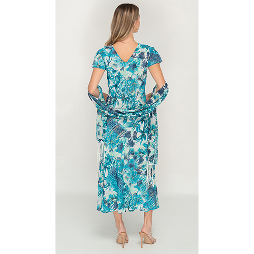 Sleeve Less Semi Long Floral Printed 2 in 1 Reversible Dress For Women