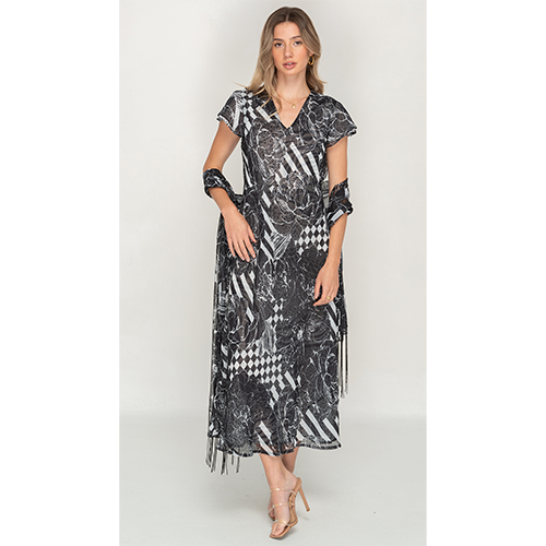 Sleeve Less Semi Long Animal Printed 2 in 1 Reversible Dress For Women