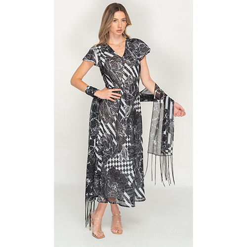 Sleeve Less Semi Long Animal Printed 2 in 1 Reversible Dress For Women