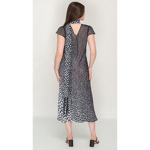 Sleeve Less Semi Long Black & White Printed 2 in 1 Reversible Dress For Women