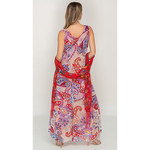 Load image into Gallery viewer, Semi-Long Red Floral Printed Reversible Pants set For Women