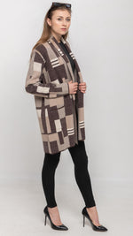 Load image into Gallery viewer, Printed Cardigan in Brown