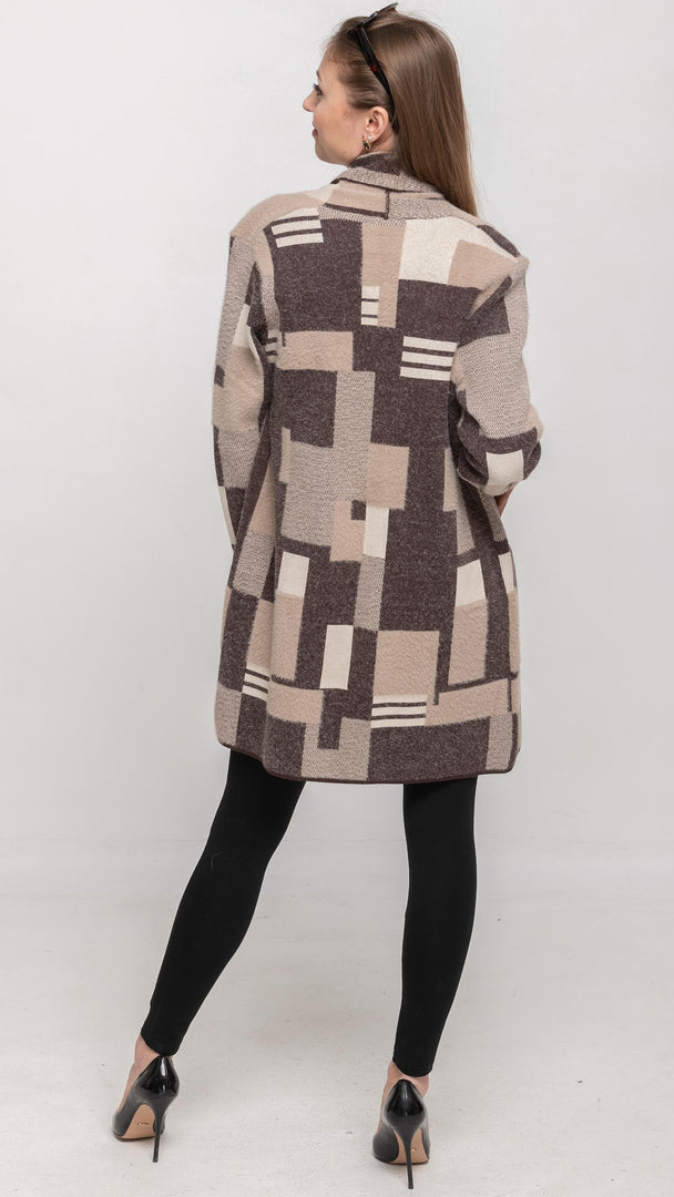 Printed Cardigan in Brown
