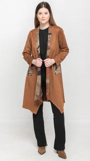 Solid Brown Long Cardigan
