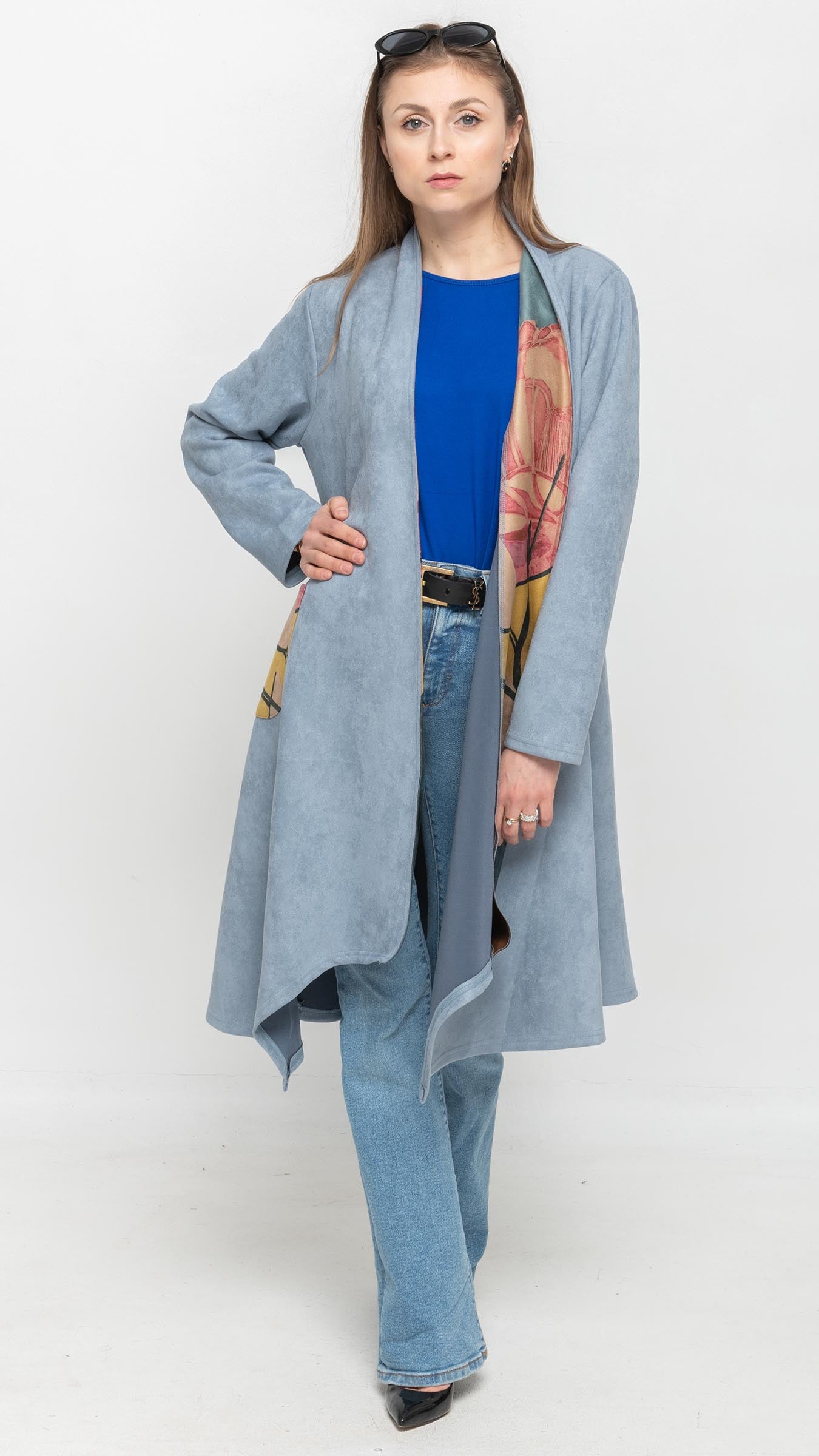 Solid Light Blue Long Cardigan